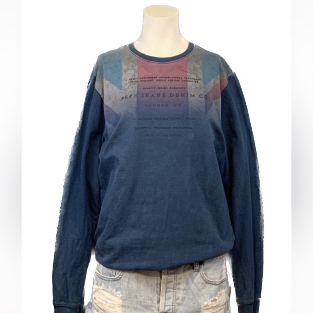 Indigo Pepe Jeans 💯% Cotton Long Sleeve Sweater Sz L